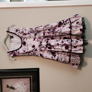 Purple Floral White Music Dress